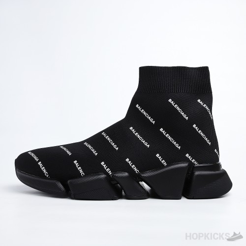 Balenciaga Speed Trainer 2.0 All Over Logo Black White (Premium Plus Batch)